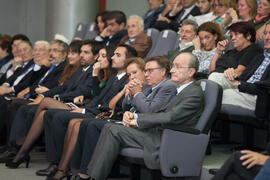 Asistentes al acto homenaje en recuerdo del profesor José María Troya. Salón de Actos de la Escuela Técnica Superior de Ingeniería Informática. Octubre de 2016