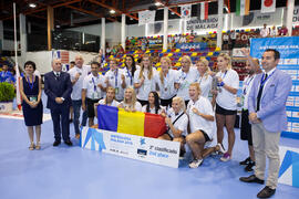 Rumanía segunda clasificada en la categoría femenina. Ceremonia de clausura del Campeonato del Mundo Universitario de Balonmano. Antequera. Julio de 2016