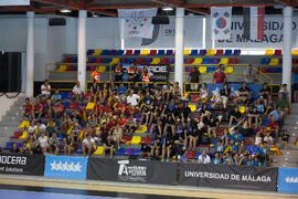 Vista de la grada. Partido Rumanía - España. Categoría femenina. Campeonato del Mundo Universitario de Balonmano. Antequera. Julio de 2016