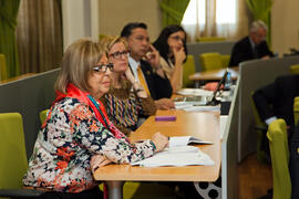 Adelaida de la Calle asiste a la primera sesión del X Pleno del Consejo Universitario Iberoamericano (CUIB) en la Universidad de Málaga. Rectorado. Marzo de 2012