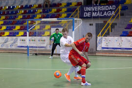 Partido Rusia contra Bielorrusia. 14º Campeonato del Mundo Universitario de Fútbol Sala 2014 (FUTSAL). Antequera. Julio de 2014