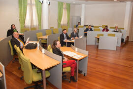 Lectura del informe del Secretario General. X Pleno del Consejo Universitario Iberoamericano (CUIB) de la Universidad de Málaga. Rectorado. Marzo de 2012