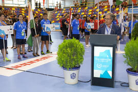 Intervención de Juan Antonio García Galindo. Ceremonia de apertura del Campeonato del Mundo Universitario de Balonmano. Antequera. Junio de 2016