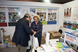 José Ángel Narváez en el estand de Diputación de Málaga. Jornadas de Puertas Abiertas de la Universidad de Málaga. Complejo Polideportivo Universitario. Abril de 2016