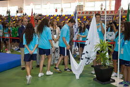 Izado de la bandera de la FISU. Inauguración del 14º Campeonato del Mundo Universitario de Fútbol Sala 2014 (FUTSAL). Antequera. Julio de 2014