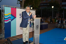 Intervención de José Ángel Narváez. Homenaje al personal jubilado o que cumple 25 años de servicio en la Universidad de Málaga. Jardín Botánico. Junio de 2022