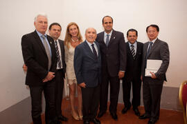 Entrega de premios, de parte de FISU, de la Universidad de Málaga, del ayuntamiento de Antequera y del Comité Organizador. 14º Campeonato del Mundo Universitario de Fútbol Sala 2014 (FUTSAL). Antequera. Julio de 2014