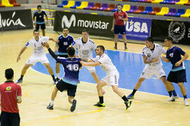 Partido Universidad de Málaga - Universidad de Suceava. Categoría masculina. Campeonato Europeo Universitario de Balonmano. Antequera. Julio de 2017