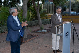 José Ángel Narváez y Miguel Porras Fernández. Homenaje al personal jubilado o que cumple 25 años de servicio en la Universidad de Málaga. Jardín Botánico. Junio de 2019