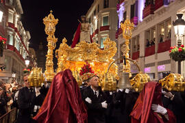 Trono procesional del Cristo Coronado de Espinas de la Hermandad de los Estudiantes. Málaga. Abril de 2014