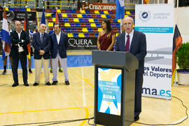 Intervención de Kemal Tamer. Ceremonia de clausura del Campeonato Europeo Universitario de Balonmano. Antequera. Julio de 2017