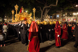Trono procesional del Cristo Coronado de Espinas de la Hermandad de los Estudiantes. Málaga. Abril de 2014