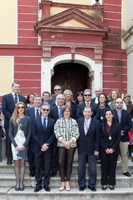 Foto de grupo tras la misa de Lunes Santo. Iglesia de San Agustín. Abril de 2014