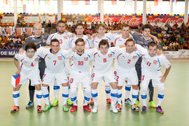 Jugadores de República Checa. Partido España contra República Checa. 14º Campeonato del Mundo Universitario de Fútbol Sala 2014 (FUTSAL). Antequera. Julio de 2014
