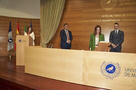 Toma de posesión de Laura Domínguez de la Rosa como nueva Vicerrectora Adjunta de Igualdad de la Universidad de Málaga. Edificio del Rectorado. Abril de 2024