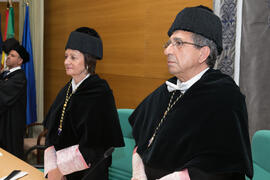 María Vicenta Mestre y José Ángel Narváez. Investidura como Doctor "Honoris Causa" de Heliodoro Carpintero Capell por la Facultad de Psicología de la Universidad de Málaga. Edificio del Rectorado. Mayo de 2019