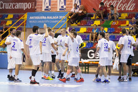 Partido Rusia - Portugal. Categoría masculina. Campeonato del Mundo Universitario de Balonmano. Antequera. Junio de 2016