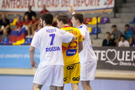 Partido Rusia - España. Categoría masculina. Campeonato del Mundo Universitario de Balonmano. Antequera. Junio de 2016