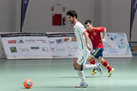 Partido España contra Portugal. 14º Campeonato del Mundo Universitario de Fútbol Sala 2014 (FUTSAL). Antequera. Julio de 2014