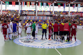 Saludo final. Partido Irán contra Bielorrusia. 14º Campeonato del Mundo Universitario de Fútbol Sala 2014 (FUTSAL). Antequera. Julio de 2014