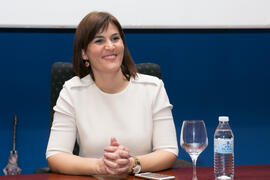 Mónica Hernández en la graduación de Másters de la Facultad de Ciencias Económicas y Empresariales de la Universidad de Málaga. Paraninfo. Abril de 2018