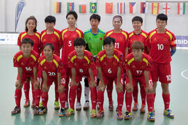 Jugadoras de China. Partido China contra Uruguay. 14º Campeonato del Mundo Universitario de Fútbol Sala 2014 (FUTSAL). Antequera. Julio de 2014