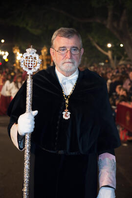 José Manuel Roldán Nogueras en el desfile procesional de la Hermandad de los Estudiantes. Málaga. Abril de 2014