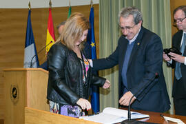 Toma de posesión de María Teresa Vera Balanza como nueva profesora titular del Departamento de Periodismo de la Universidad de Málaga. Edificio del Rectorado. Marzo de 2017