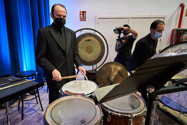 Ensayo del Concierto de Bandas Sonoras de la 31 edición de Fancine de la Universidad de Málaga. Auditorio de la Escuela Técnica de Ingeniería de Telecomunicaciones e Informática. Noviembre de 2021