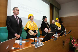 Mesa presidencial de la investidura como Doctor "Honoris Causa" de Edmund Neugebauer por la Facultad de Medicina de la Universidad de Málaga. Edificio del Rectorado. Noviembre de 2016