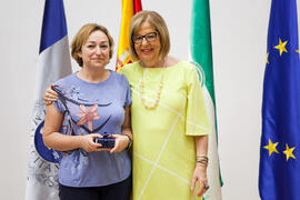 Retrato con la rectora en el homenaje a los jubilados y al personal que cumple 25 años de servicio en la UMA. Paraninfo. Mayo 2015