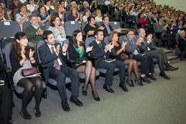 Asistentes al acto homenaje en recuerdo del profesor José María Troya. Salón de Actos de la Escuela Técnica Superior de Ingeniería Informática. Octubre de 2016