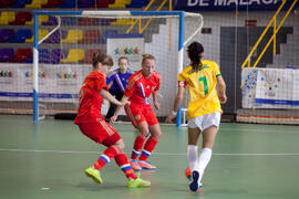 Partido Brasil contra Rusia. 14º Campeonato del Mundo Universitario de Fútbol Sala 2014 (FUTSAL). Antequera. Julio de 2014
