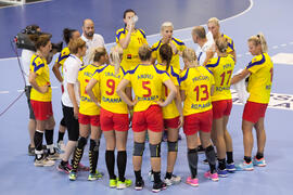 Partido Rumanía - España. Categoría femenina. Campeonato del Mundo Universitario de Balonmano. Antequera. Julio de 2016