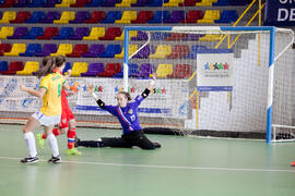 Partido Brasil contra Rusia. 14º Campeonato del Mundo Universitario de Fútbol Sala 2014 (FUTSAL). Antequera. Julio de 2014