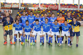 Jugadores de Brasil. Partido Ucrania contra Brasil. 14º Campeonato del Mundo Universitario de Fútbol Sala 2014 (FUTSAL). Antequera. Julio de 2014