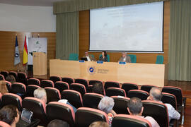 Fernando Rodríguez Lafuente, Guadalupe Fernández y Teodosio Fernández. Curso "La ciudad como arquetipo. Literatura, historia y arte. Europa y América". Edificio del Rectorado. Septiembre de 2018