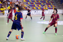 Partido España contra Portugal. 14º Campeonato del Mundo Universitario de Fútbol Sala 2014 (FUTSAL). Antequera. Julio de 2014