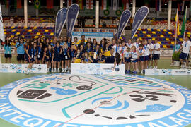Equipos ganadores. Acto de clausura y entrega de medallas. 14º Campeonato del Mundo Universitario de Fútbol Sala 2014 (FUTSAL). Antequera. Julio de 2014