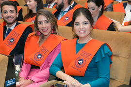 Alumnas asistentes a la Graduación de Másters de la Facultad de Ciencias Económicas y Empresariales de la Universidad de Málaga. Paraninfo. Abril de 2018