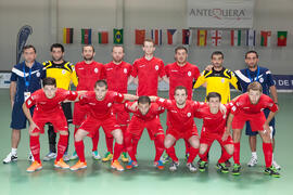 Jugadores de Georgia. Partido Tailandia contra Georgia. 14º Campeonato del Mundo Universitario de Fútbol Sala 2014 (FUTSAL). Antequera. Julio de 2014