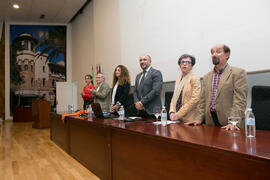 Mesa presidencial en la graduación de Alumnos de Másters de la Facultad de Ciencias Económicas y Empresariales de la Universidad de Málaga. Paraninfo. Mayo de 2017
