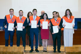 Foto de grupo. Graduación de Másters de la Facultad de Ciencias Económicas y Empresariales de la Universidad de Málaga. Paraninfo. Abril de 2018