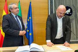 Toma de Posesión de Juan Francisco Gutiérrez Lozano como nuevo Director de Secretariado de Comunicación de la Universidad de Málaga. Edificio del Rectorado. Febrero de 2018
