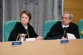 María Vicenta Mestre y José Ángel Narváez. Investidura de Heliodoro Carpintero Capell como Doctor "Honoris Causa" por la Facultad de Psicología de la Universidad de Málaga. Edificio del Rectorado. Mayo de 2019