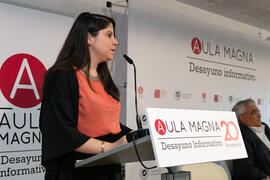 María Teresa Fernández. Desayuno Informativo de Aula Magna con motivo de su XX Aniversario. Consejo de Estudios Sociales y Comercio de la Universidad de Málaga. Mayo de 2018