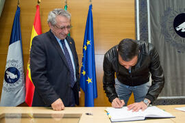 Toma de Posesión de Juan Manuel Domínguez Fuentes como nuevo profesor titular del Departamento de Psicología Social, Trabajo Social, Antropología Social y Estudios de Asia Oriental de la Universidad de Málaga. Edificio del Rectorado. Febrero de 2018