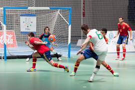 Partido España contra Portugal. 14º Campeonato del Mundo Universitario de Fútbol Sala 2014 (FUTSAL). Antequera. Julio de 2014