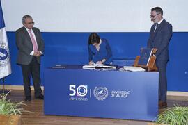 Toma de posesión de María del Carmen Alonso Sánchez como catedrática del Área de Microbiología de la Universidad de Málaga. Toma de posesión de nuevos catedráticos y profesores titulares de la Universidad de Málaga. Paraninfo. Noviembre de 2023