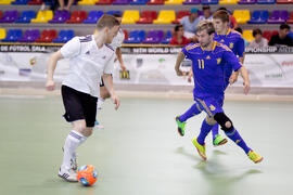 Partido Alemania contra Ucrania. 14º Campeonato del Mundo Universitario de Fútbol Sala 2014 (FUTSAL). Antequera. Julio de 2014